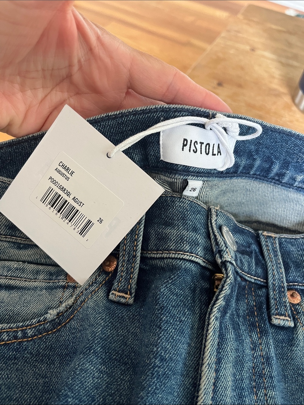 PISTOLA Charlie High Rise Classic Straight Jeans NWT 26 Augustus Wash Capsule - Picture 5 of 6